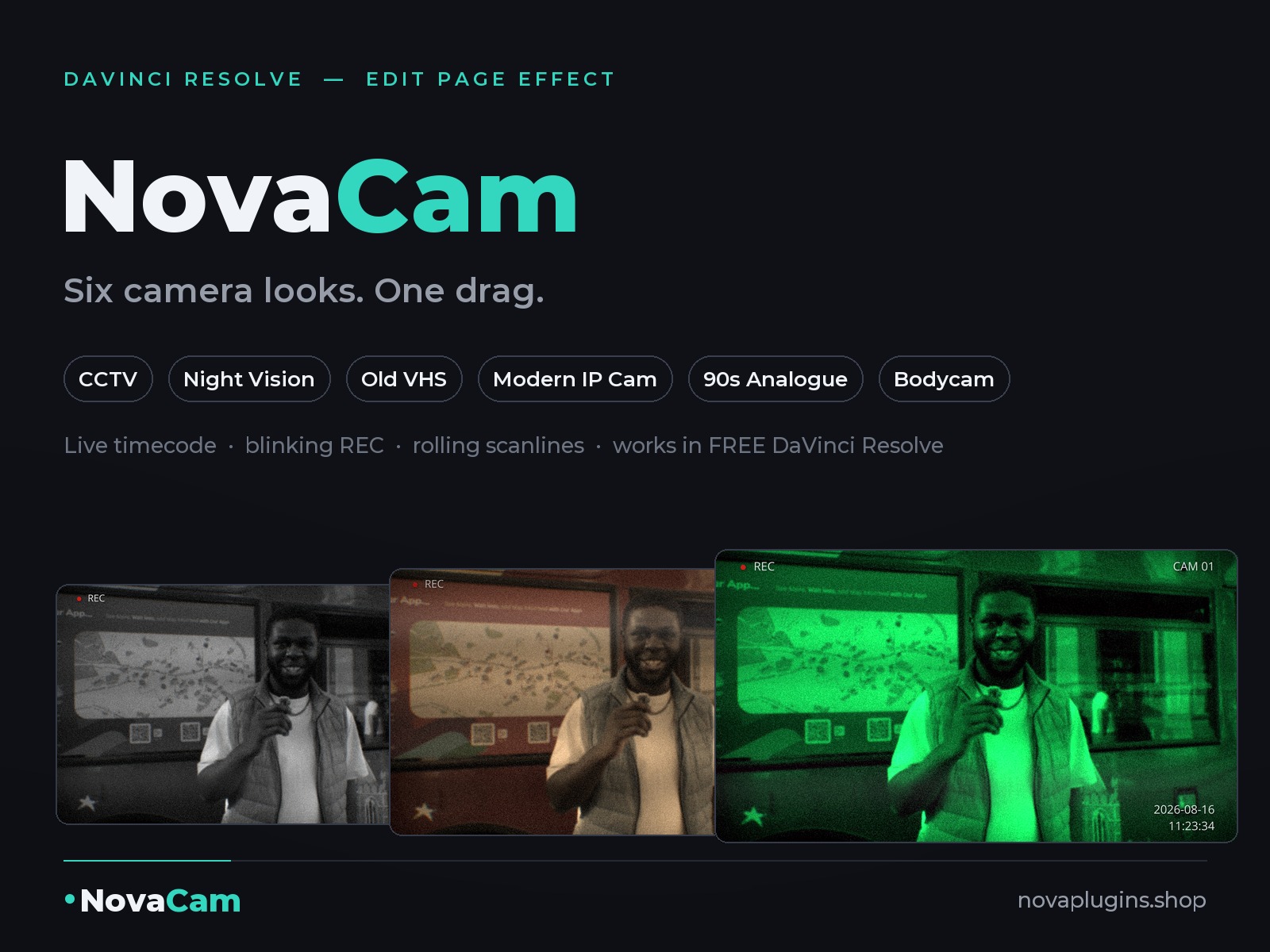 NovaCam turning a clip into camera footage