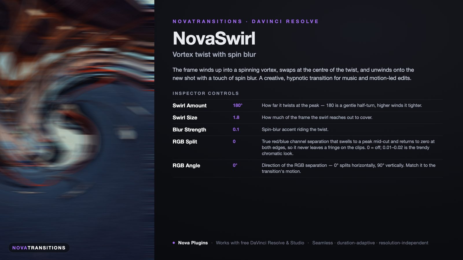 NovaTransitions Swirl transition