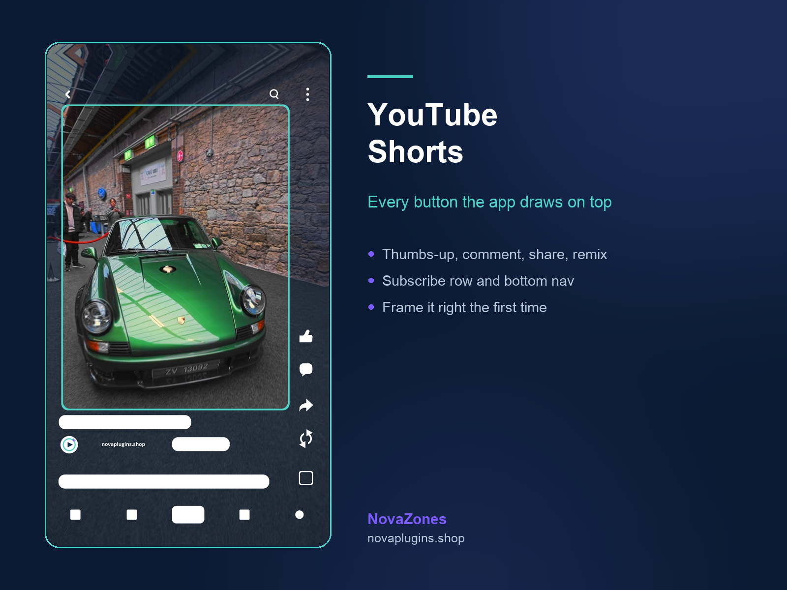 NovaZones YouTube Shorts UI overlay