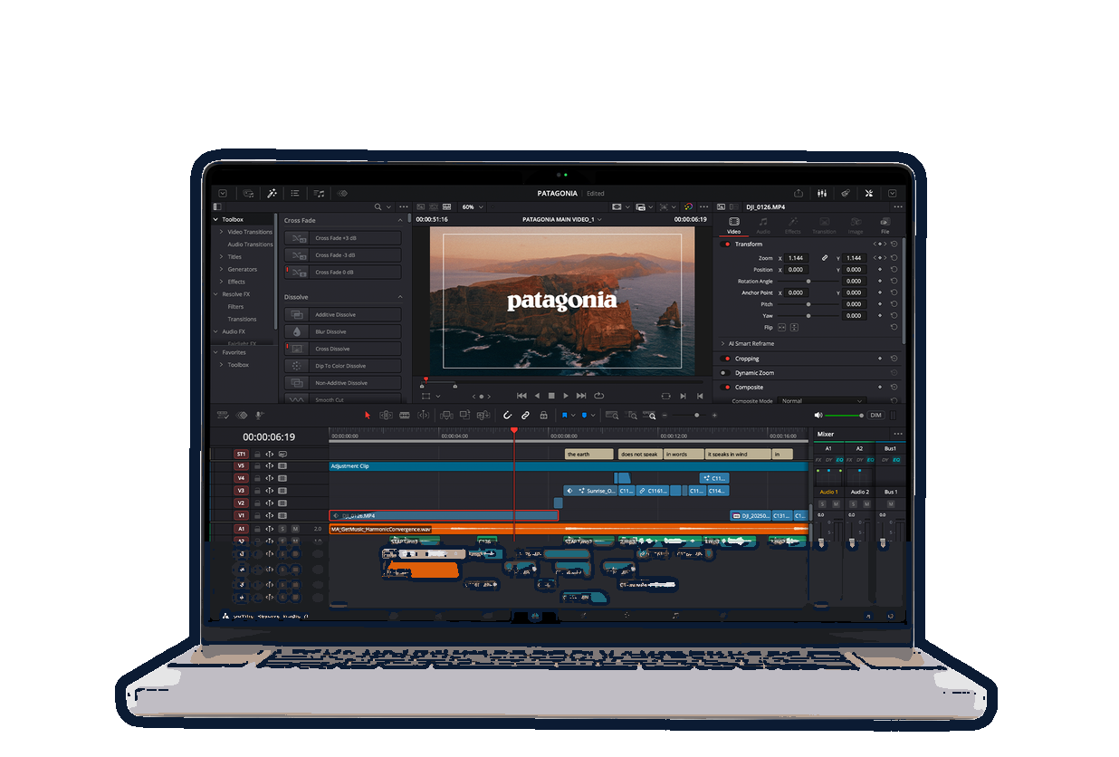 A DaVinci Resolve timeline mid-edit